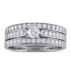 Sterling Silver 5/8ct TDW Diamond Bridal Ring Set - Handcrafted By Name My Rings™