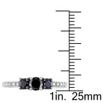 Sterling Silver Black and White Diamond 3-stone Promise Ring - Handcrafted By Name My Rings™