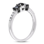 Sterling Silver Black and White Diamond 3-stone Promise Ring - Handcrafted By Name My Rings™