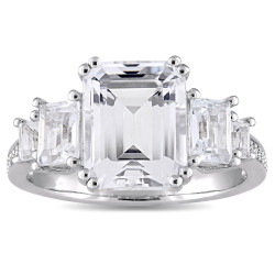 Sterling Silver White Topaz and Diamond Accent Vintage Engagement Ring - Handcrafted By Name My Rings™