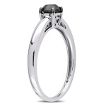 Sterling Silver and Black Rhodium Plated Silver 1/2ct TDW Black Diamond Solitaire Engagement Ring - Handcrafted By Name My Rings™