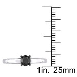 Sterling Silver and Black Rhodium Plated Silver 1/2ct TDW Black Diamond Solitaire Engagement Ring - Handcrafted By Name My Rings™