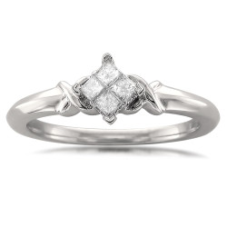 White Gold 1/5ct TDW Princess-cut Quad Diamond Promise Ring - Handcrafted By Name My Rings™