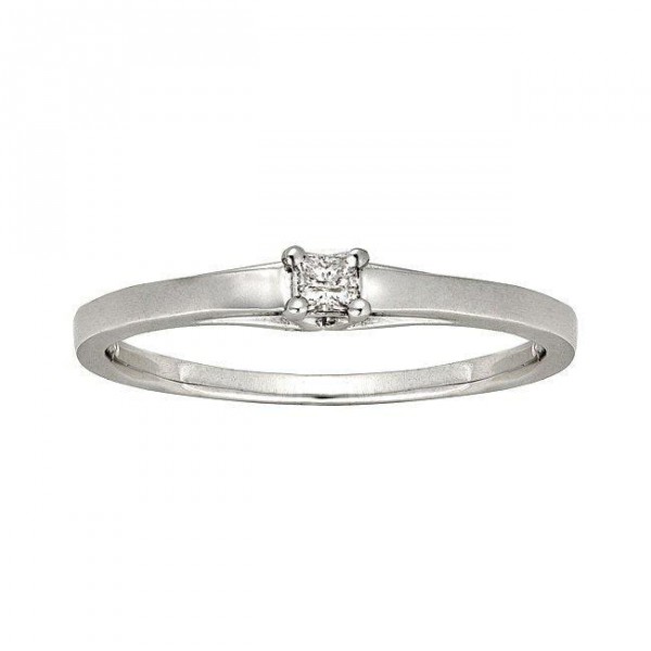 White Gold Diamond Accent Solitaire Princess Cut Promise Ring - Handcrafted By Name My Rings™