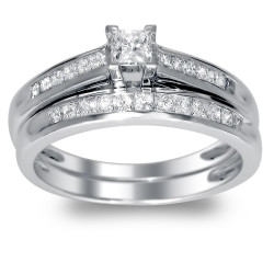 Gold 1/2ct TDW Princess-cut Diamond Bridal Ring Set - Handcrafted By Name My Rings™
