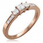 Gold 1/2ct TDW Princess-cut White Diamond 3-Stone Engagement Ring - Handcrafted By Name My Rings™
