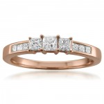 Gold 1/2ct TDW Princess-cut White Diamond 3-Stone Engagement Ring - Handcrafted By Name My Rings™