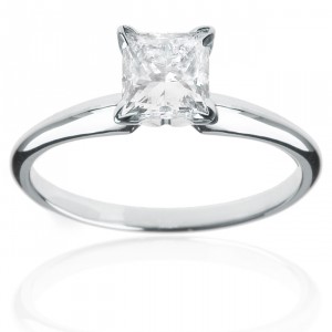 Gold 1ct TDW Princess Diamond Solitaire Engagement Ring - Handcrafted By Name My Rings™