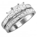 Gold 2ct TDW Princess Diamond Bridal Ring Set - Handcrafted By Name My Rings™