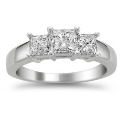 White Gold 1 1/2ct TDW Diamond 3-stone Engagement Ring - Handcrafted By Name My Rings™