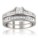 White Gold 1 1/2ct TDW Princess-cut Diamond Bridal Ring Set - Handcrafted By Name My Rings™