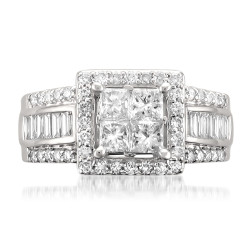 White Gold 1 3/4ct TDW Princess-cut Diamond Ring - Handcrafted By Name My Rings™