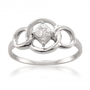 White Gold 1/10ct TDW Princess-cut Diamond Ring - Handcrafted By Name My Rings™