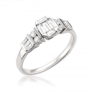 White Gold 1/2ct TDW Baguette Emerald Shape Diamond Ring - Handcrafted By Name My Rings™