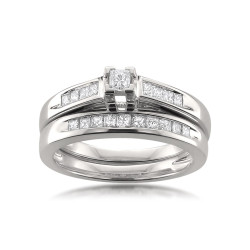 White Gold 1/2ct TDW Certified Princess-cut Diamond Bridal Ring Set - Handcrafted By Name My Rings™