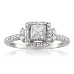 White Gold 1/2ct TDW Princess Diamond Ring - Handcrafted By Name My Rings™