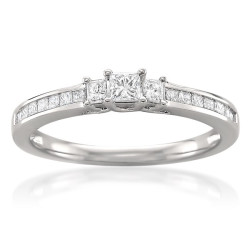 White Gold 1/2ct TDW Princess-cut 3-stone Engagement Ring - Handcrafted By Name My Rings™