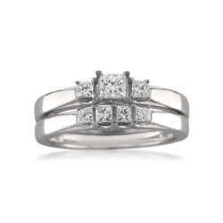 White Gold 1/2ct TDW Princess-cut Diamond Bridal Ring Set - Handcrafted By Name My Rings™