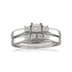 White Gold 1/2ct TDW Princess-cut Diamond Bridal Ring Set - Handcrafted By Name My Rings™