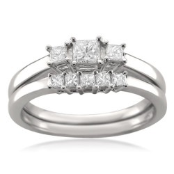 White Gold 1/2ct TDW Princess-cut Diamond Bridal Ring Set - Handcrafted By Name My Rings™