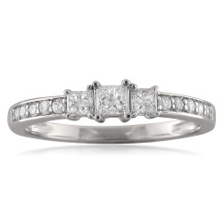 White Gold 1/2ct TDW Princess-cut Three-stone Diamond Ring - Handcrafted By Name My Rings™