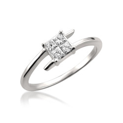 White Gold 1/3ct TDW Princess-cut White Diamond Compsite Set Engagament Ring - Handcrafted By Name My Rings™