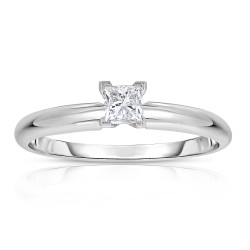 White Gold 1/4ct Princess Solitaire Diamond Ring - Handcrafted By Name My Rings™