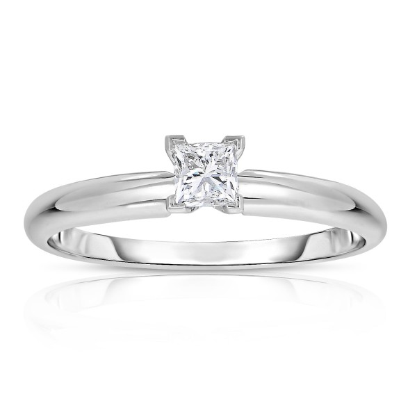 White Gold 1/4ct Princess Solitaire Diamond Ring - Handcrafted By Name My Rings™