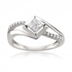 White Gold 1/4ct TDW Princess-cut Diamond Composite Engagement Ring - Handcrafted By Name My Rings™