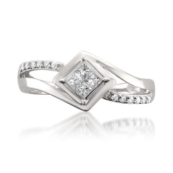 White Gold 1/4ct TDW Princess-cut Diamond Composite Engagement Ring - Handcrafted By Name My Rings™