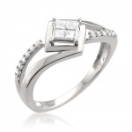 White Gold 1/4ct TDW Princess-cut Diamond Composite Engagement Ring - Handcrafted By Name My Rings™