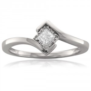 White Gold 1/5ct TDW Princess Bezel Solitaire Diamond Ring - Handcrafted By Name My Rings™