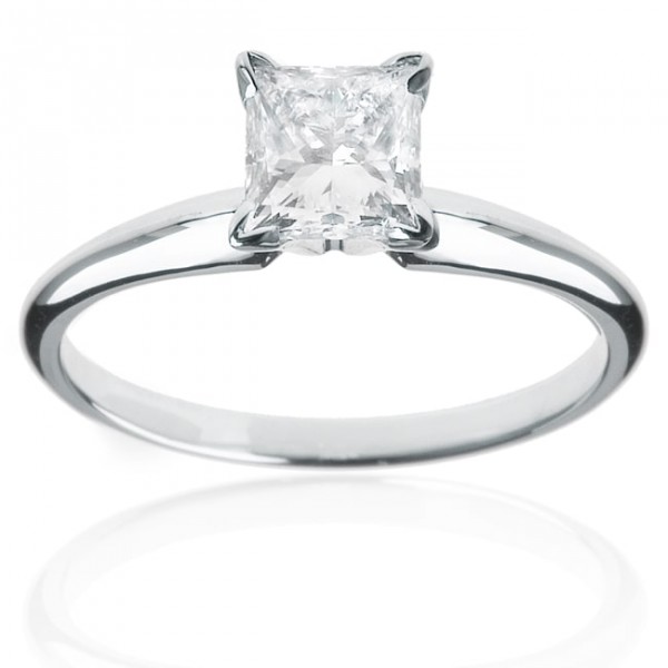 White Gold 1ct TDW Princess Diamond Engagement Ring - Handcrafted By Name My Rings™