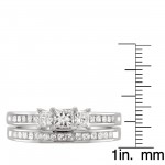 White Gold 1ct TDW Princess-cut White Diamond Engagment Ring and Wedding Band Bridal Set - Handcrafted By Name My Rings™