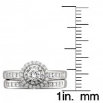 White Gold 1ct TDW White Diamond Halo Engagement and Wedding Ring Bridal Set - Handcrafted By Name My Rings™