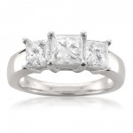 White Gold 2ct TDW Princess-cut 3-Stone White Diamond Engagement Ring - Handcrafted By Name My Rings™