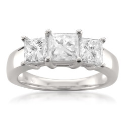 White Gold 2ct TDW Princess-cut 3-Stone White Diamond Engagement Ring - Handcrafted By Name My Rings™