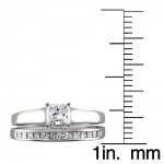 White Gold 3/4ct TDW Princess-cut White Diamond 2-piece Bridal Set - Handcrafted By Name My Rings™
