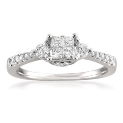 White Gold 3/5ct TDW Princess-cut Diamond Composite Ring - Handcrafted By Name My Rings™