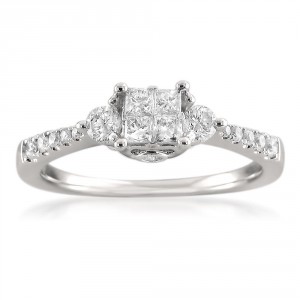 White Gold 3/5ct TDW Princess-cut Diamond Composite Ring - Handcrafted By Name My Rings™