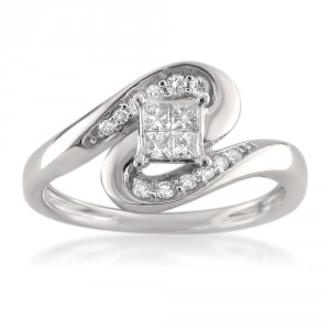 White Gold 3/8ctTDW Princess-cut Diamond Composite Ring - Handcrafted By Name My Rings™