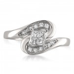 White Gold 3/8ctTDW Princess-cut Diamond Composite Ring - Handcrafted By Name My Rings™