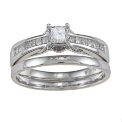 White Gold 5/8ct TDW Princess-cut Diamond Wedding Set - Handcrafted By Name My Rings™