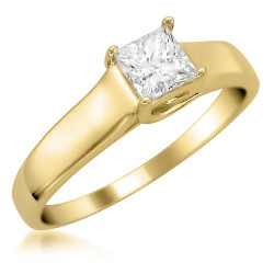Gold 1/4ct TDW Princess-cut Diamond Solitaire Ring - Handcrafted By Name My Rings™
