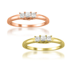 Jewelry Gold 1/4ct TDW 3-stone Princess-cut Diamond Engagment Ring - Handcrafted By Name My Rings™