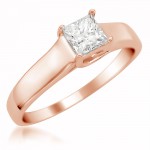 Jewelry Rose Gold 1/4ct TDW Princess-cut White Diamond Solitaire Engagement Ring - Handcrafted By Name My Rings™