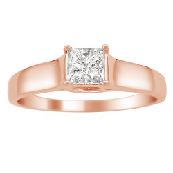 Jewelry Rose Gold 1/4ct TDW Princess-cut White Diamond Solitaire Engagement Ring - Handcrafted By Name My Rings™