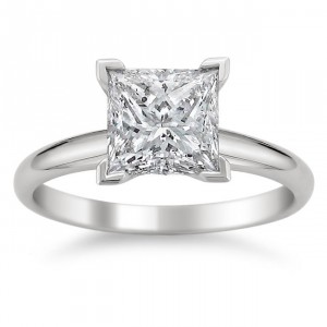 Jewelry White Gold 1 1/2ct TDW Princess-cut White Diamond Solitaire Engagement Ring - Handcrafted By Name My Rings™