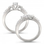 Jewelry White Gold 1 1/2ct TDW White Diamond Engagement and Wedding Ring Bridal Set - Handcrafted By Name My Rings™