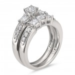 Jewelry White Gold 1 1/2ct TDW White Diamond Engagement and Wedding Ring Bridal Set - Handcrafted By Name My Rings™